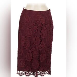 J. Crew Burgundy Lace Pencil Skirt